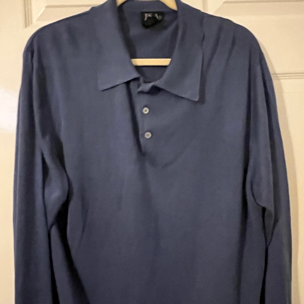 Jos A Bank Silk Polo Sweater Navy Blue sz XL